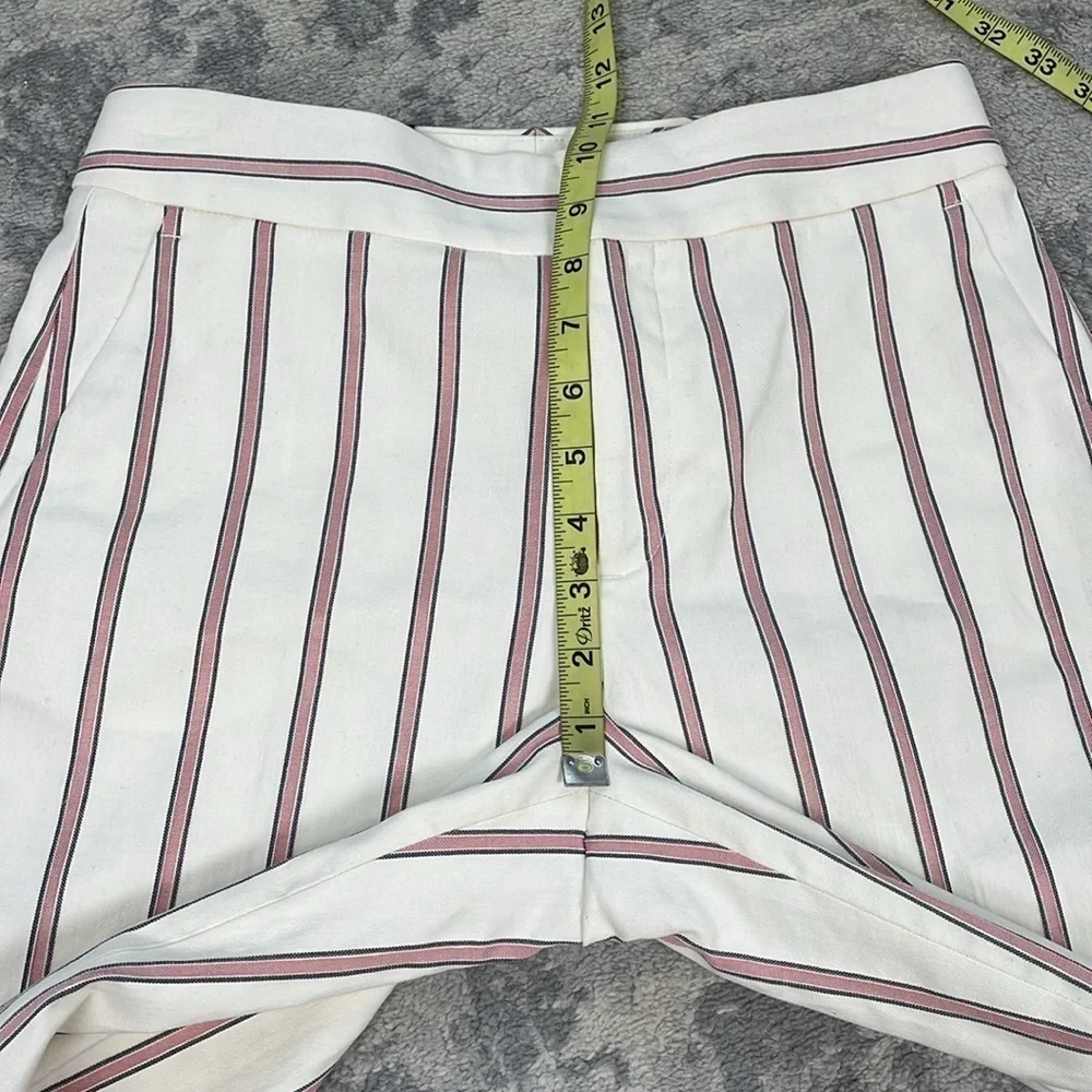 NWT Banana Republic High Rise Wide Leg Crop Pants Linen Blend White Red Stripe